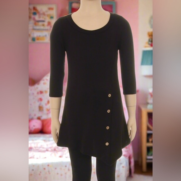 S/M/L/XL NEW Girls High-Low Black Boutique Dress or Long Tunic Top - Picture 1 of 7